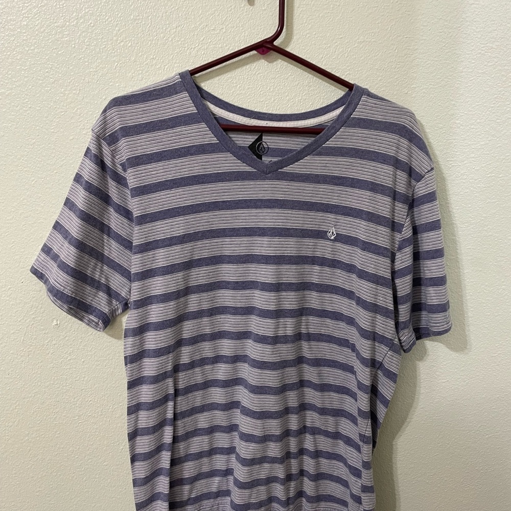 Medium Purple and white striped shirt